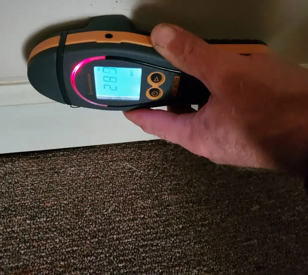 Moisture detection at baseboard during Mold Inspection & Testing in Kyle